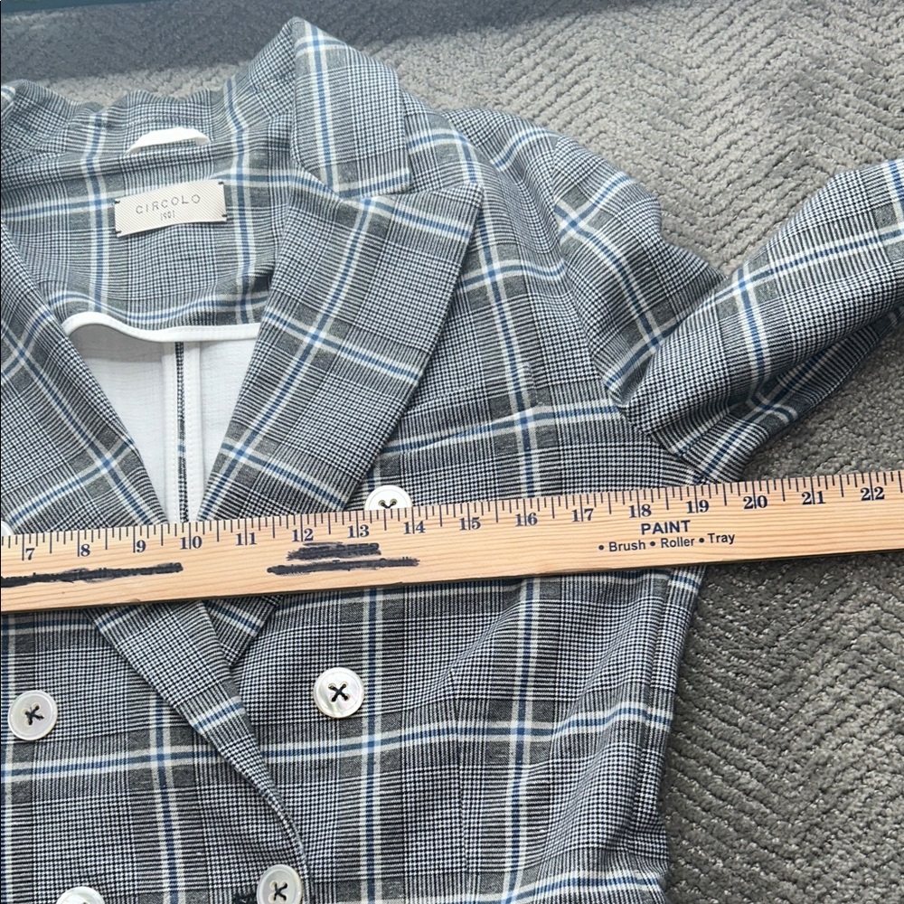 Circolo 1901 Double Breasted Plaid Blazer Blue Gray Made in Italy - Picture 12 of 14